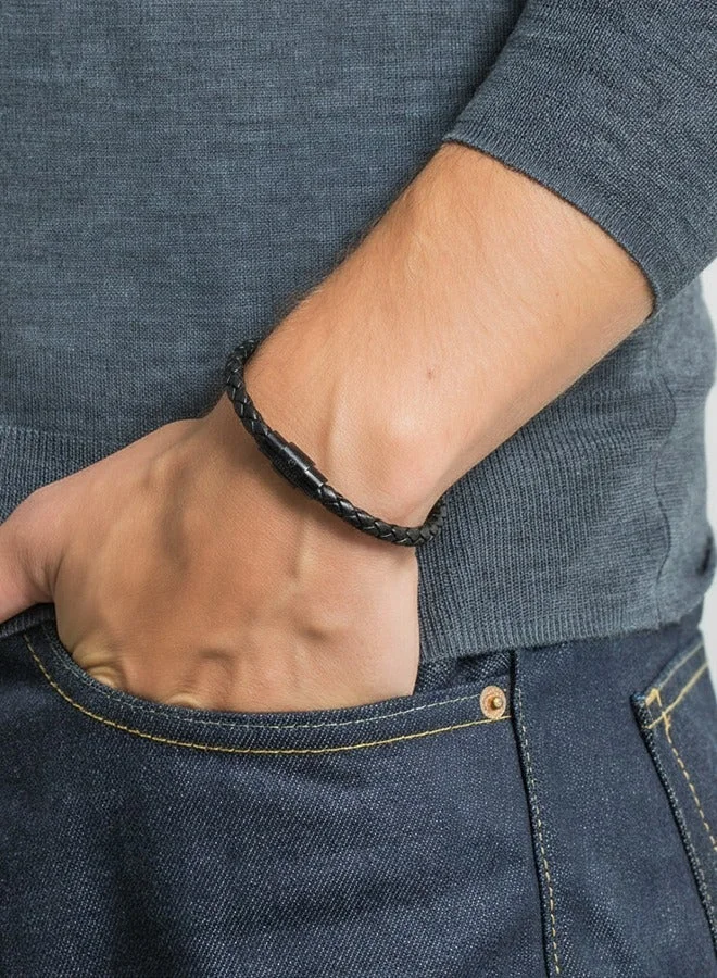 ريبلور سوار فيتوريو جلد أسود بإبزيم لامع أسود